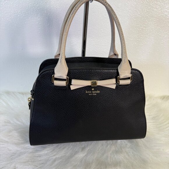 Kate Spade Sawyer Henderson Street Black Satchel Pumise Leather CrossbodyBag Bow - Picture 11 of 16